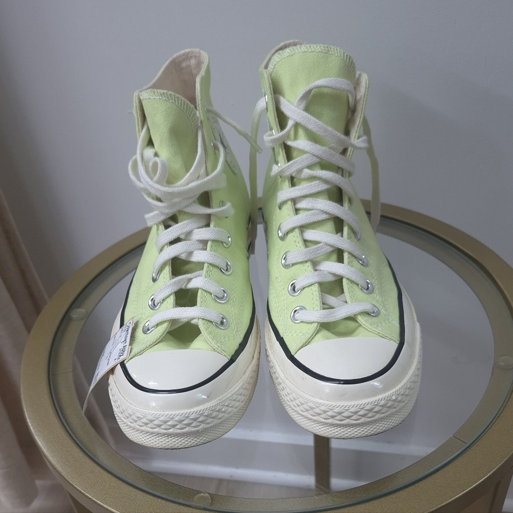 Converse Light Green High-Tops with White Accents